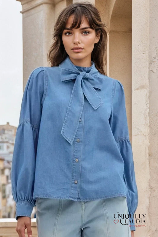 Martina Balloon Sleeve Button-Down Tencel Shirt