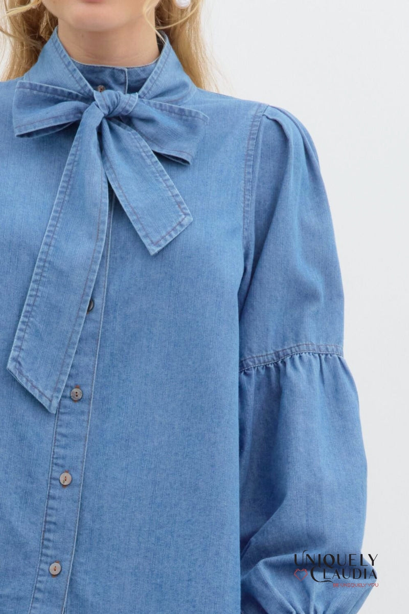 Martina Balloon Sleeve Button-Down Tencel Shirt