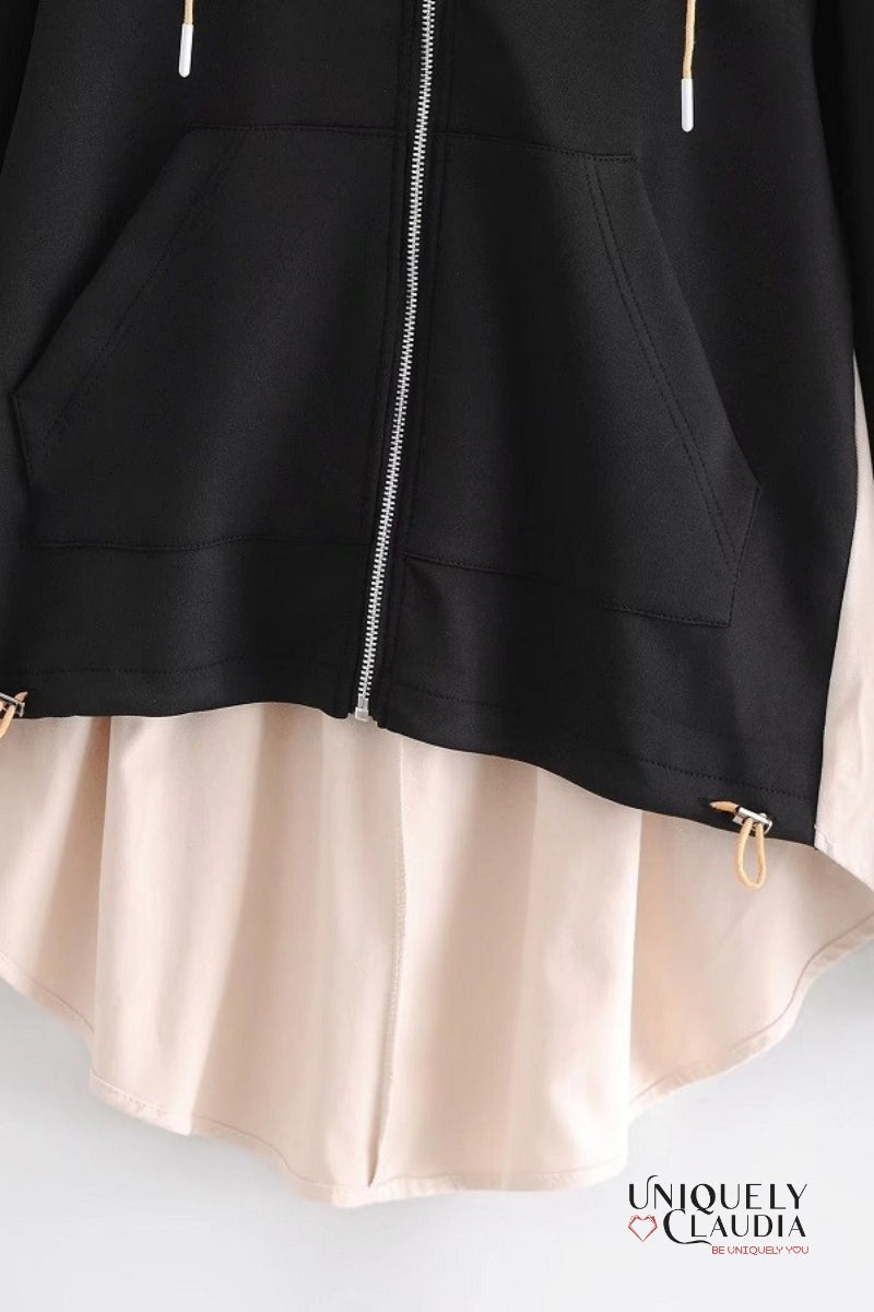 McKenna Contrast Front Zipper Hoodie Jacket | Uniquely Claudia Boutique