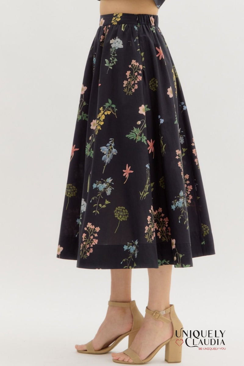 Floral-patterned skirt on a white background