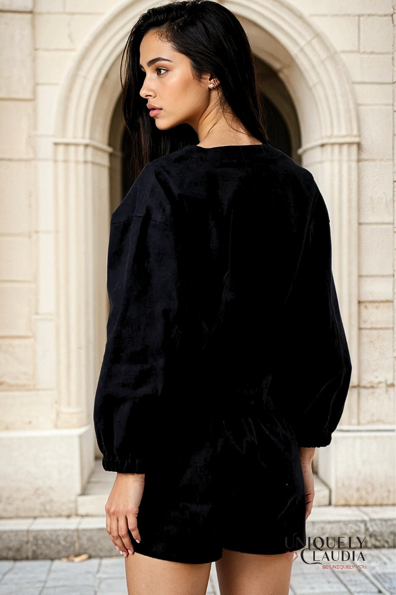 Michelle Gold Embroidered Long Sleeve Button-Down Jacket