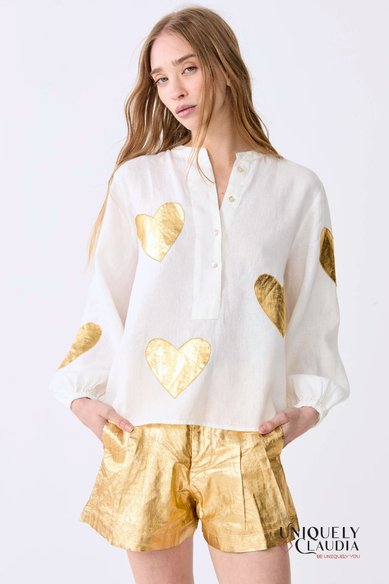 My Golden Heart Linen Shirt | Uniquely Claudia Boutique