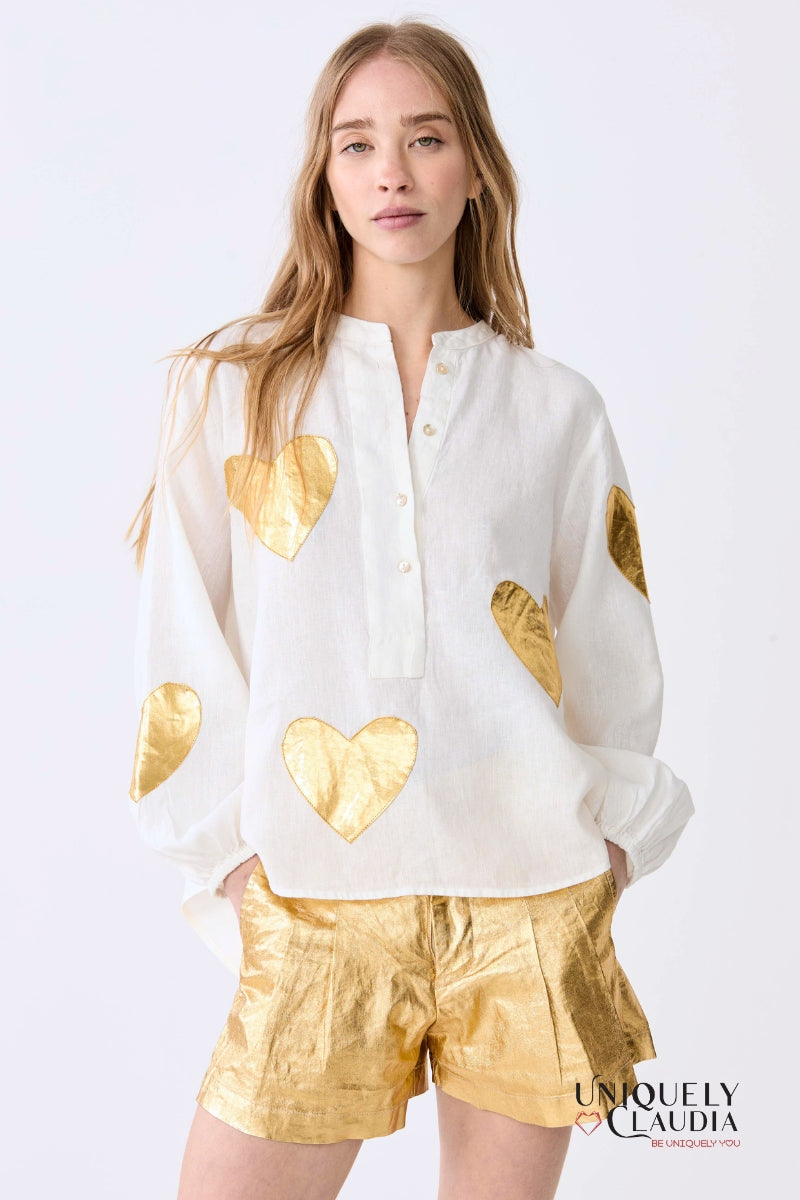 My Golden Heart Linen Shirt | Uniquely Claudia Boutique