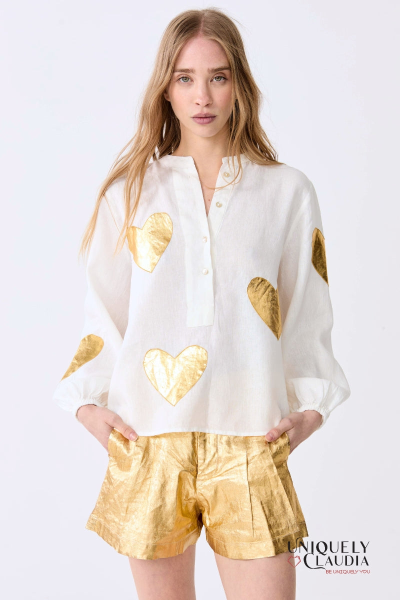 My Golden Heart Linen Shirt | Uniquely Claudia Boutique