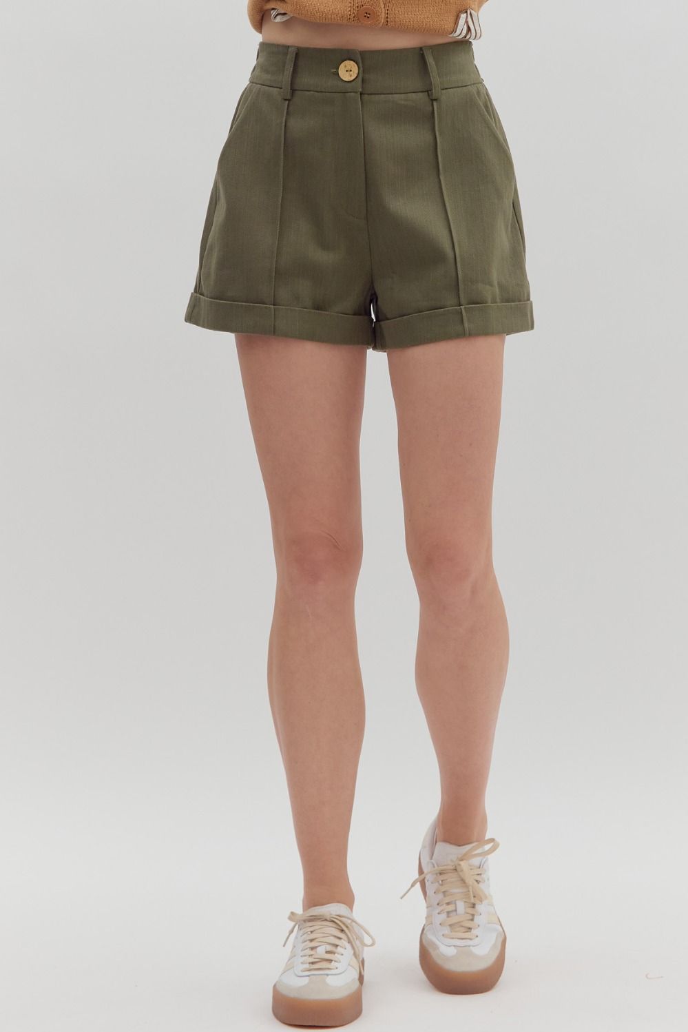 Nellie Olive High-Waist Rolled Cuff Shorts - Uniquely Claudia Boutique