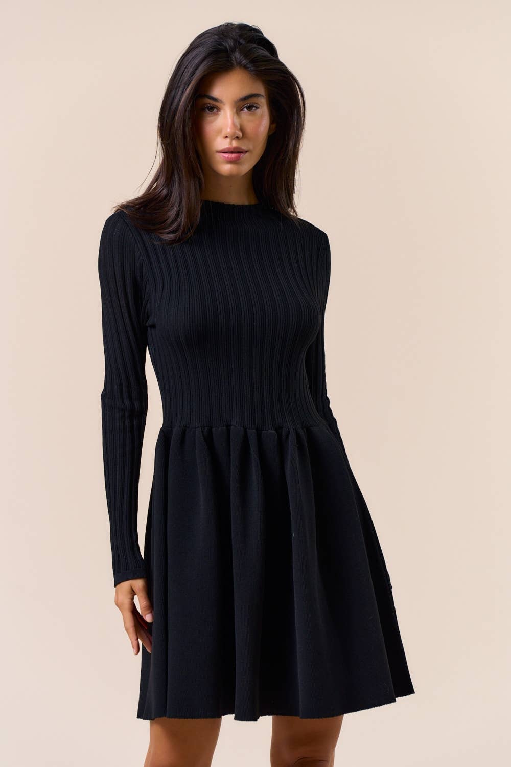 Ninette Ribbed Sweater Flared Mini Dress