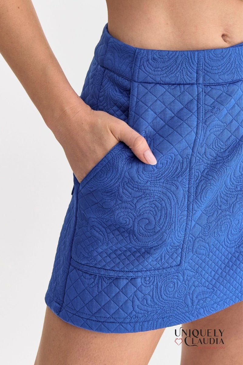 Noelle Stripes Contrast Texture Skort Set | Uniquely Claudia Boutique