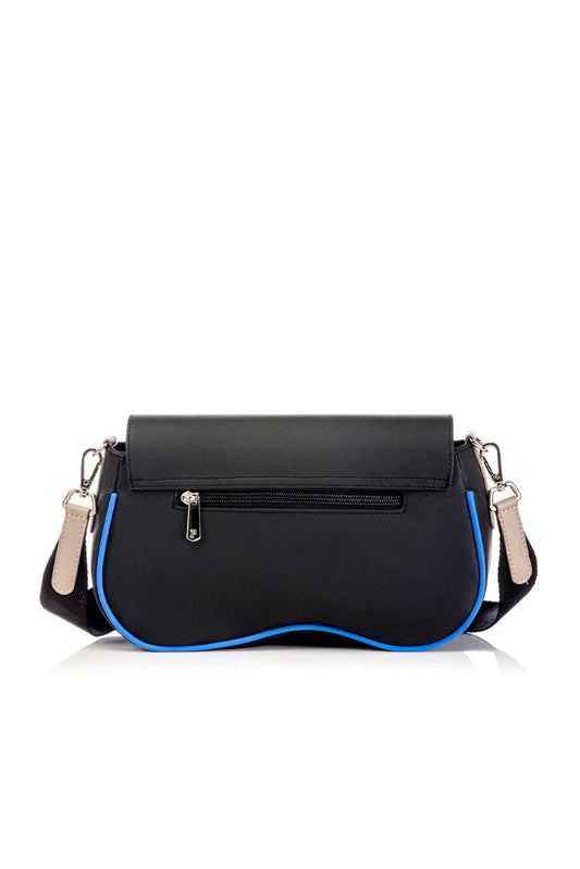 Parchita Brand handbag with blue accents on a white background