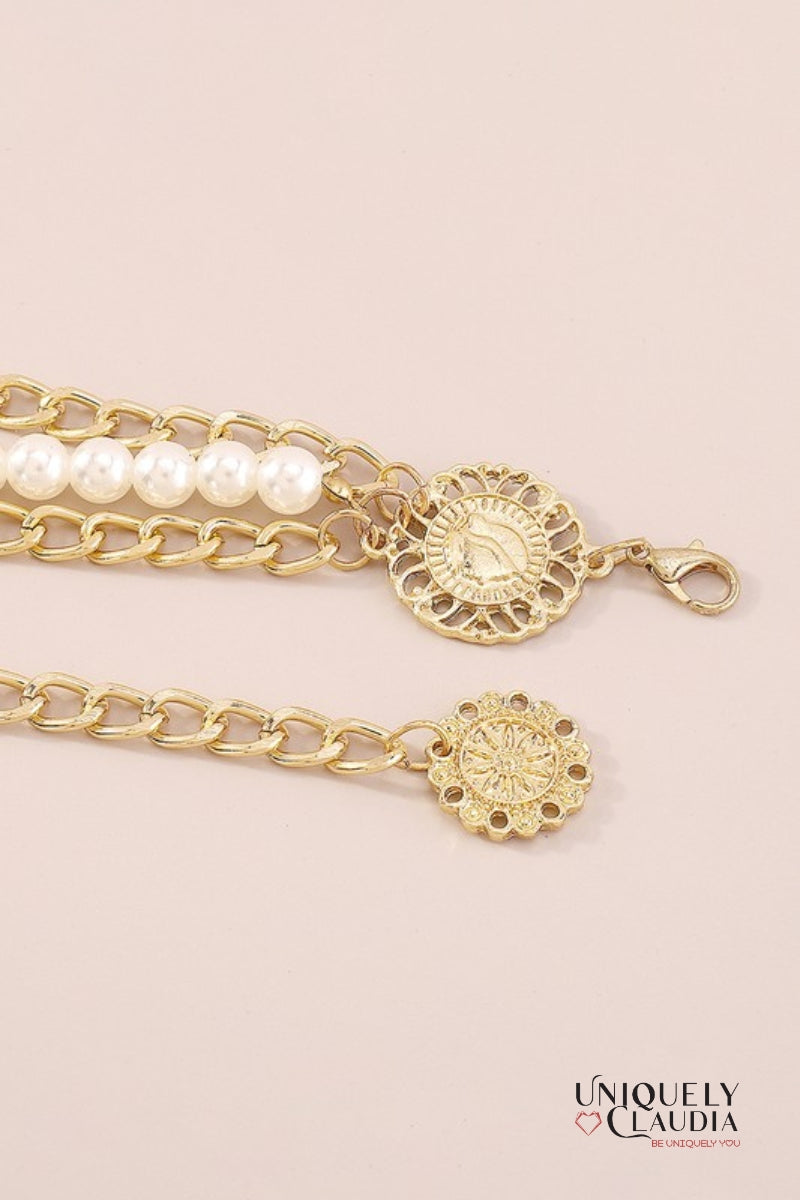 Pearls & Chains Adjustable Goldtone Belt | Uniquely Claudia Boutique