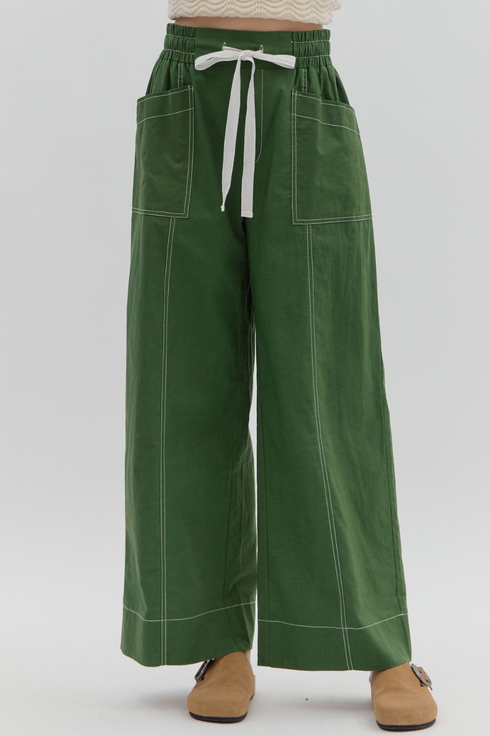 Penelope Fern High-Waist Drawstring Wide-Leg Pants - Uniquely Claudia Boutique