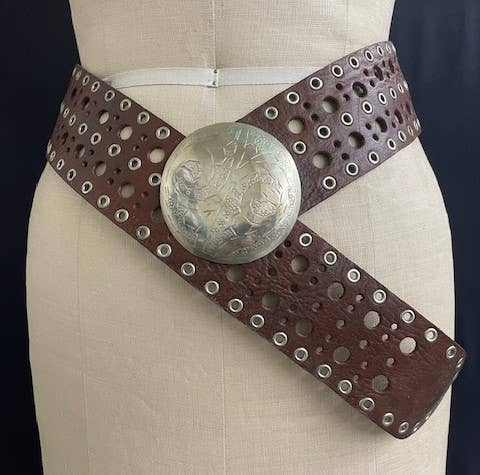 Perforated Brown Leather Belt - Uniquely Claudia Boutique