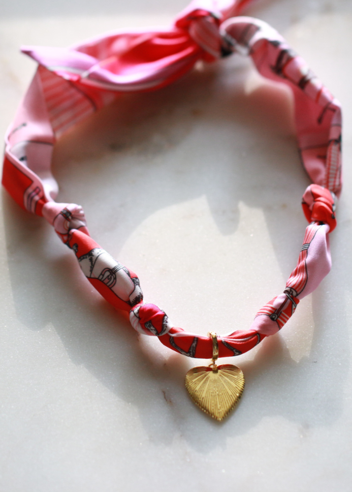 Pink Horse Pattern Scarf Necklace | Uniquely Claudia