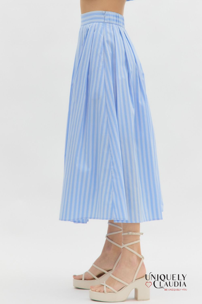 Presley Striped Top & Midi Skirt Set | Uniquely Claudia Boutique