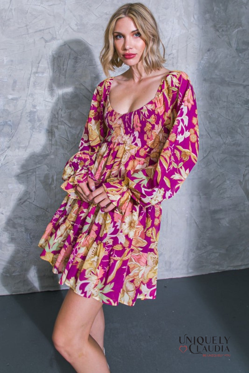 Rhea Sweetheart Neckline Smocked Mini Dress | Uniquely Claudia Boutique