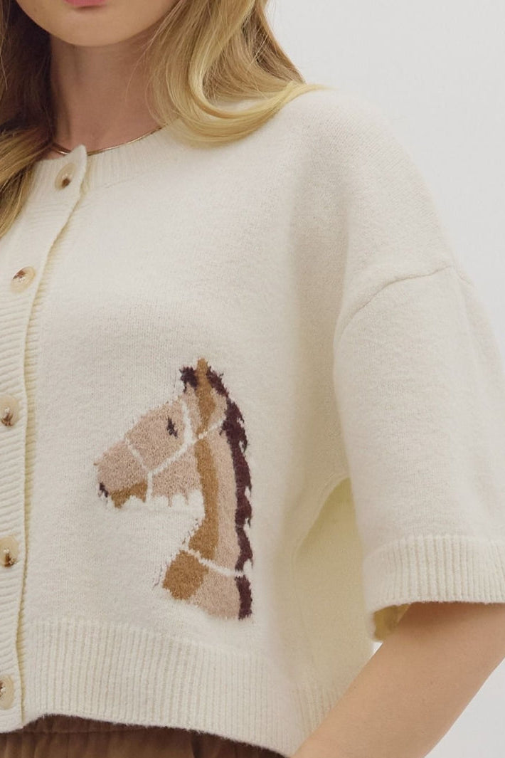 Saddle Up Short-Sleeve Knit Cardigan