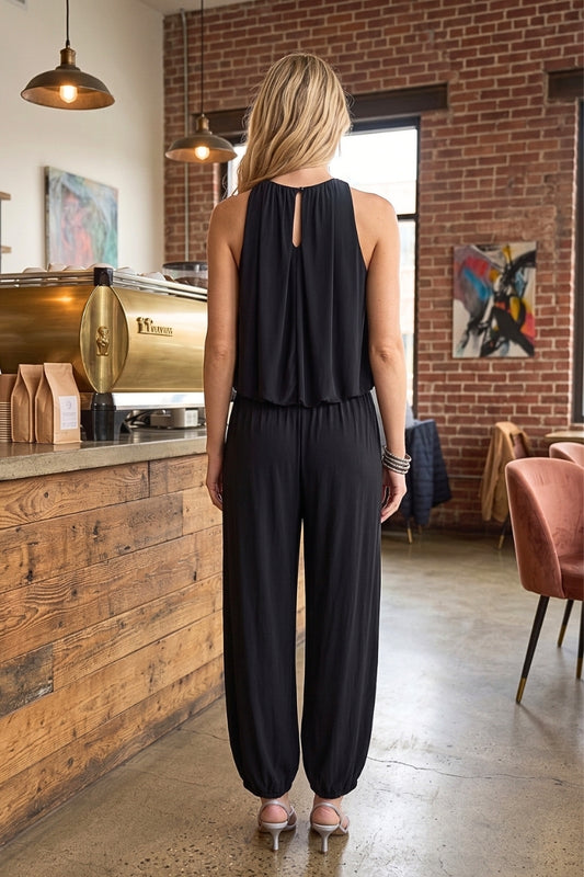 Terrilyn Bubble Hem Sleeveless Top & Jogger Set
