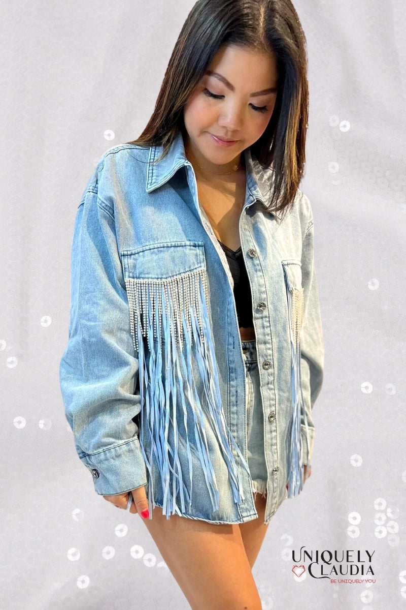 Tyra Double Fringe Denim Jacket