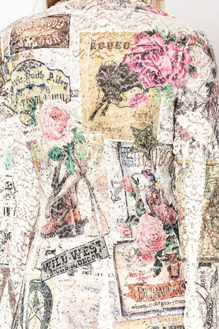 Western Glam Sequin Embellished Lace Blazer - Uniquely Claudia Boutique