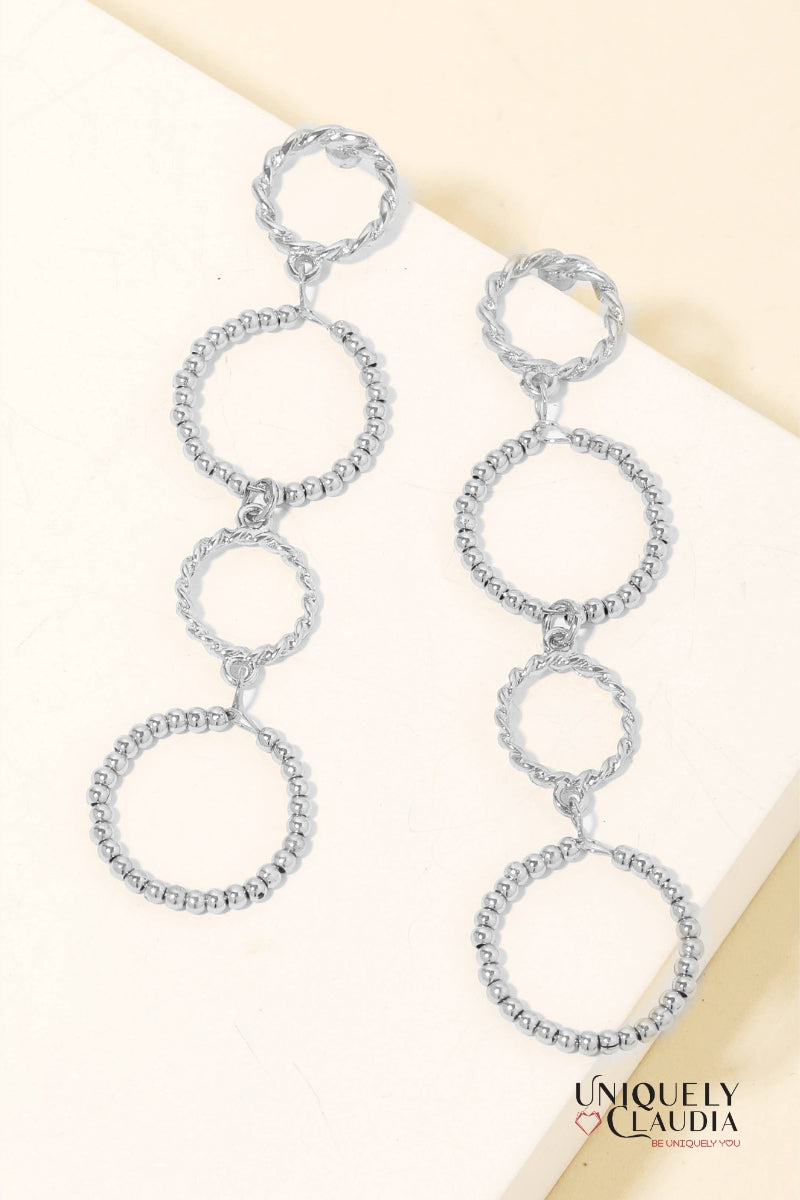 Textured & Beaded Hoop Link Dangle Earrings | Uniquely Claudia Boutique