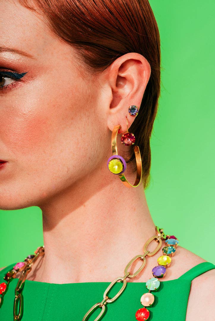 Caitlin Small Round Earrings in Candy Crush - Uniquely Claudia Boutique