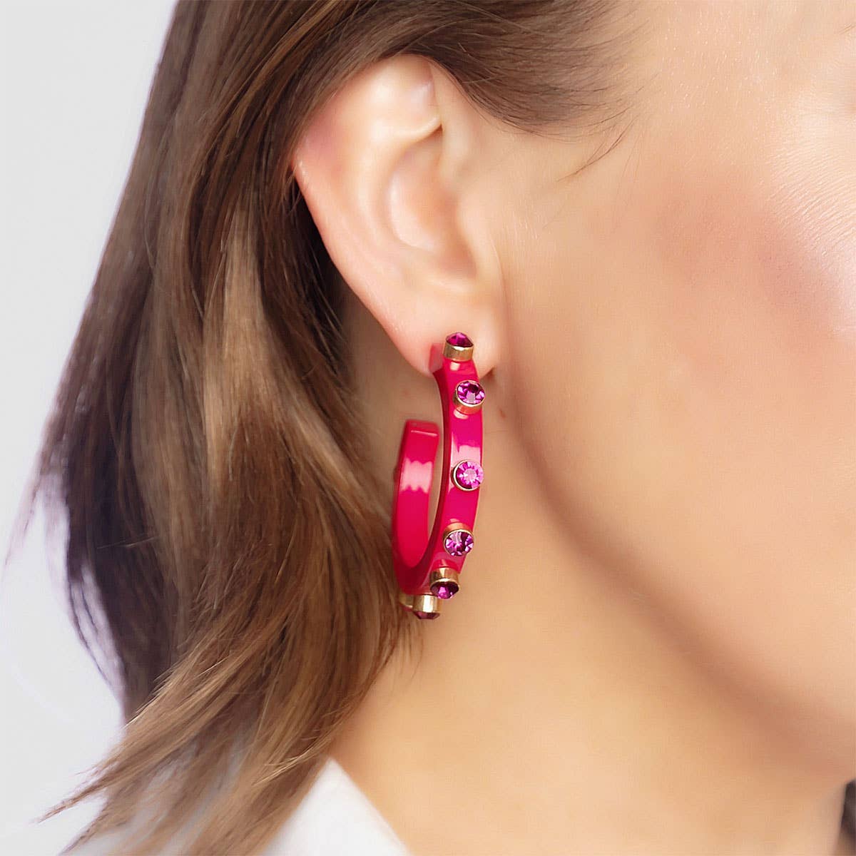 Renee Resin & Rhinestone Hoop Earrings | Uniquely Claudia Boutique