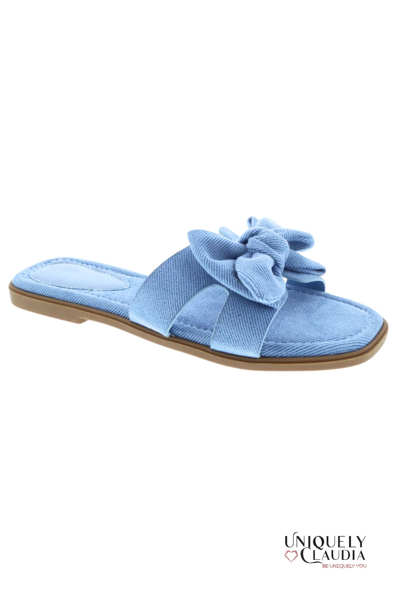 Cassandra Bow Detail Flat Sandal | Uniquely Claudia Boutique