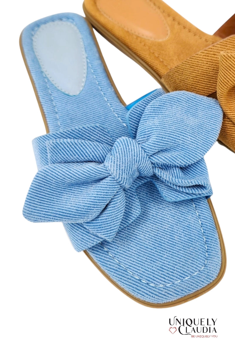 Cassandra Bow Detail Flat Sandal | Uniquely Claudia Boutique