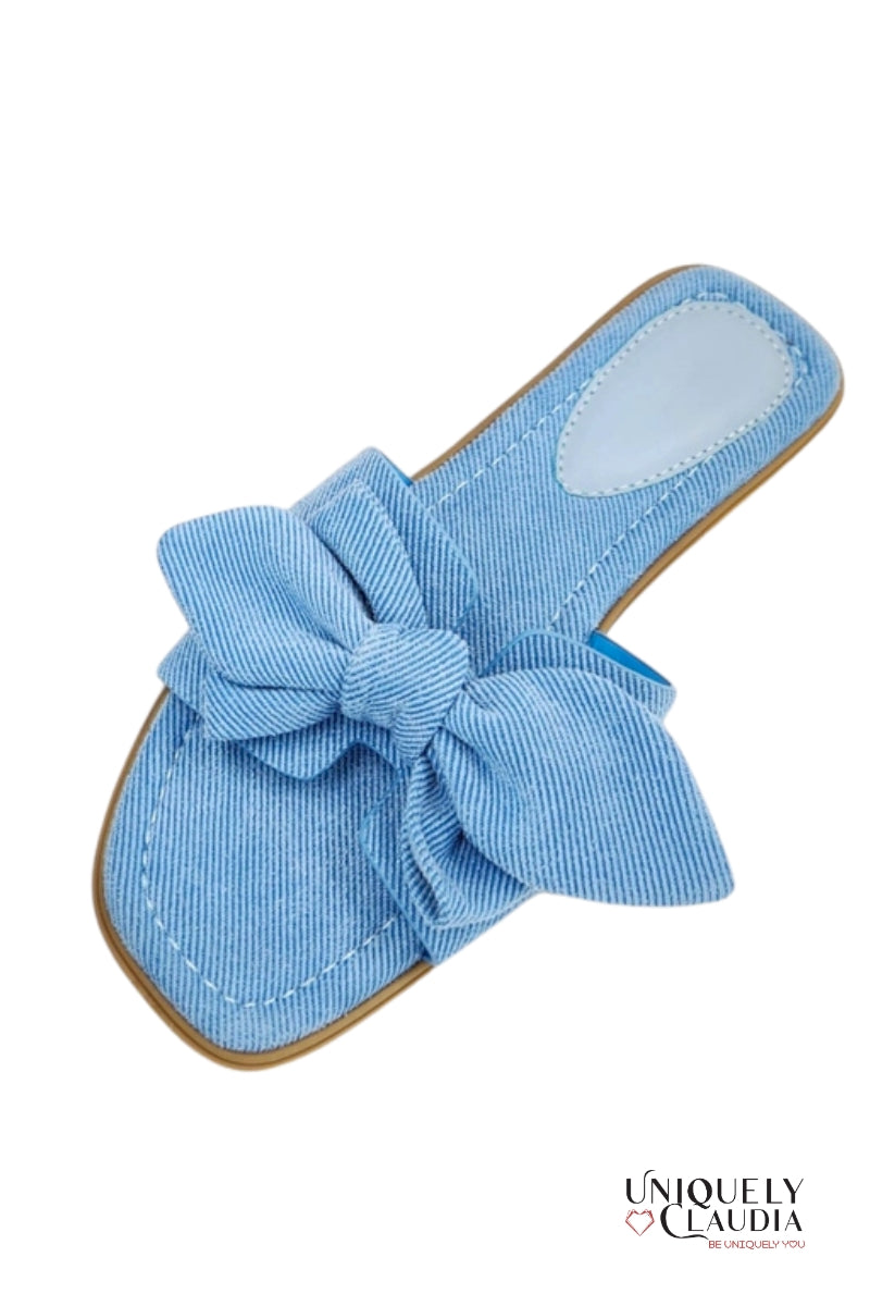 Cassandra Bow Detail Flat Sandal | Uniquely Claudia Boutique