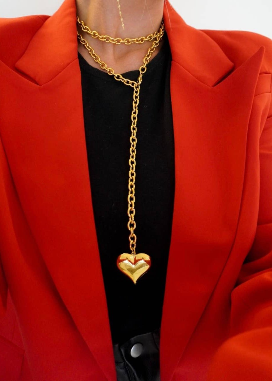 Wrap Around Water-Resistant Heart Pendant Chain Necklace