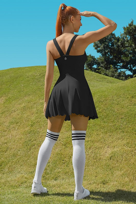Zoey Scalloped Edge Athletic Dress with Shorts | Uniquely Claudia
