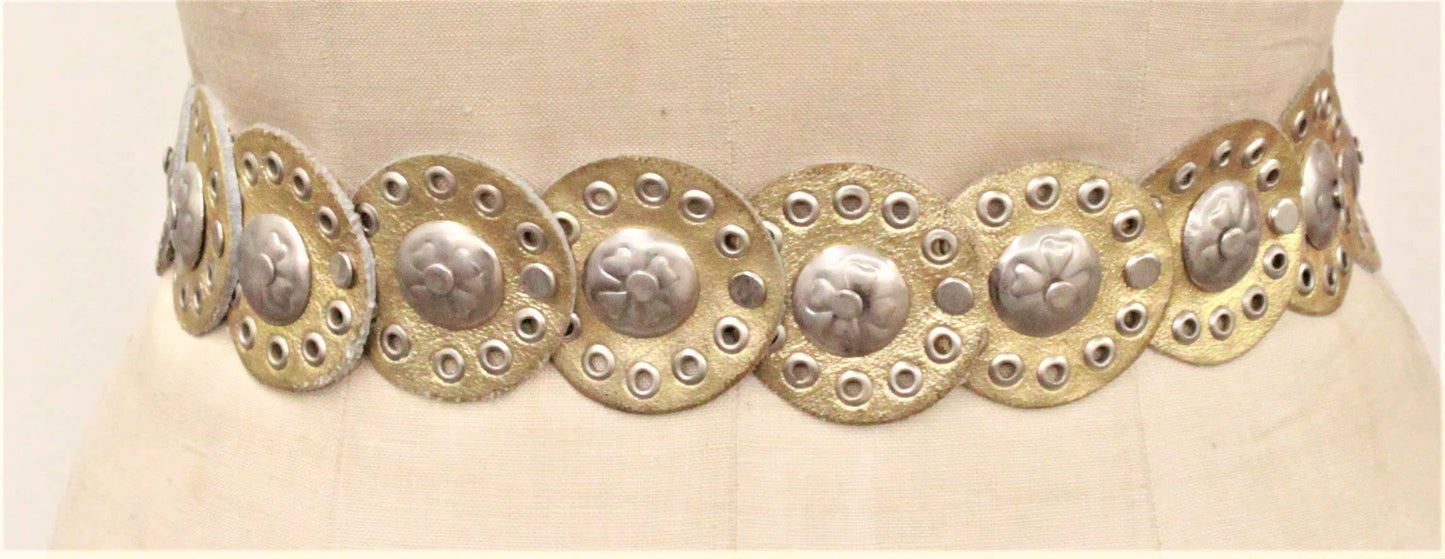 Medallion Metallic Gold Leather Belt - Uniquely Claudia Boutique