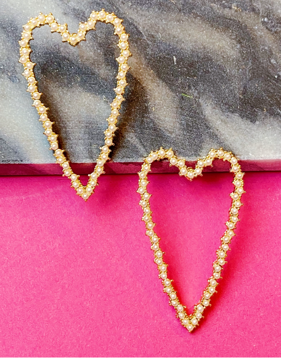 Pearl Encrusted Heart Earrings - Uniquely Claudia Boutique