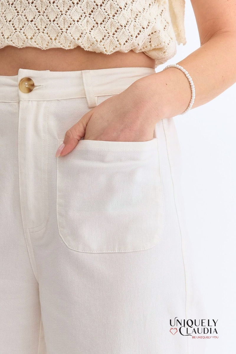 Kelly Off-White Culotte Pants - Uniquely Claudia Boutique