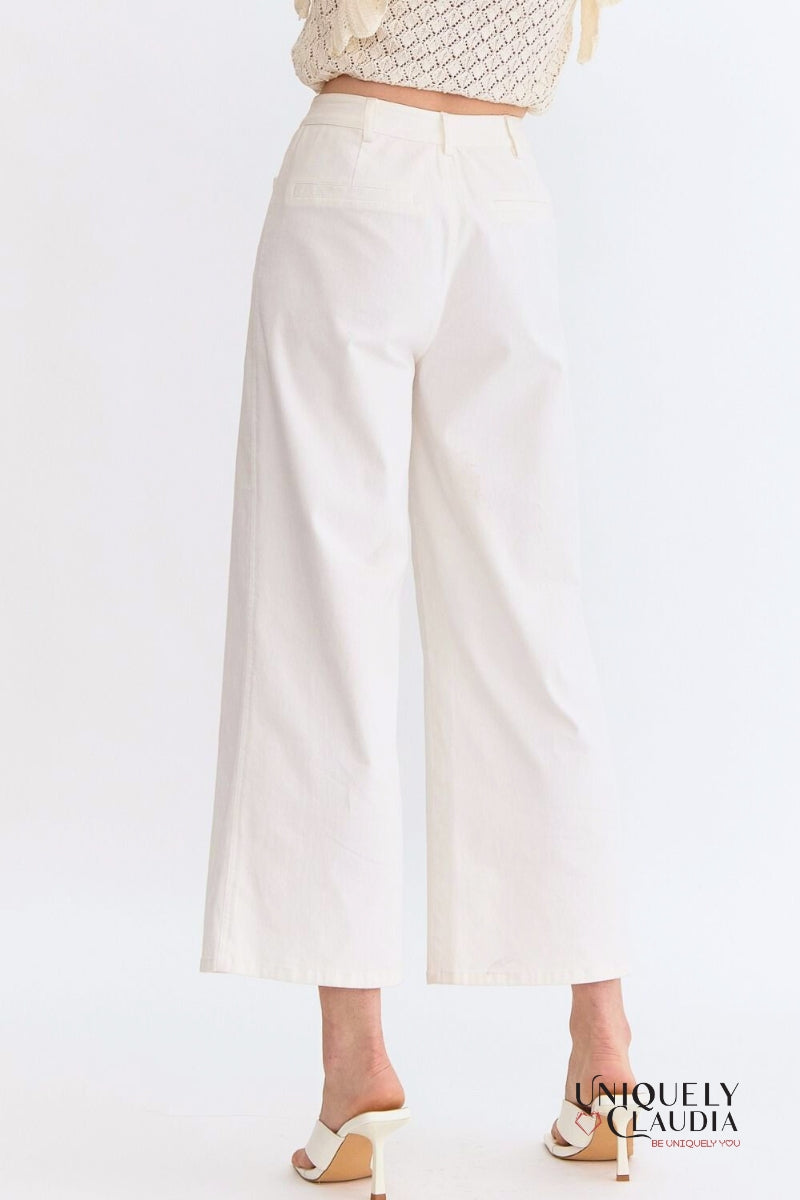 Kelly Off-White Culotte Pants - Uniquely Claudia Boutique
