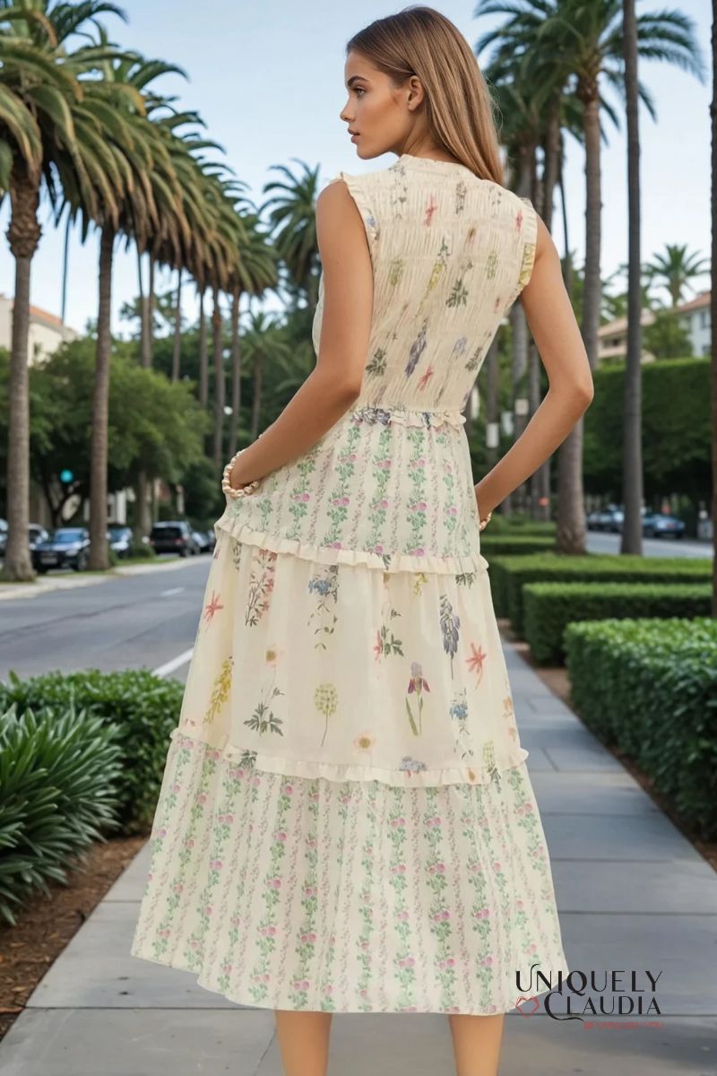 Jane Tiered Sleeveless Midi Dress | Uniquely Claudia Boutique
