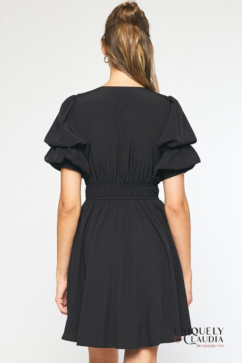 Cassidy Double Layer Sleeves Babydoll Dress | Uniquely Claudia Boutique