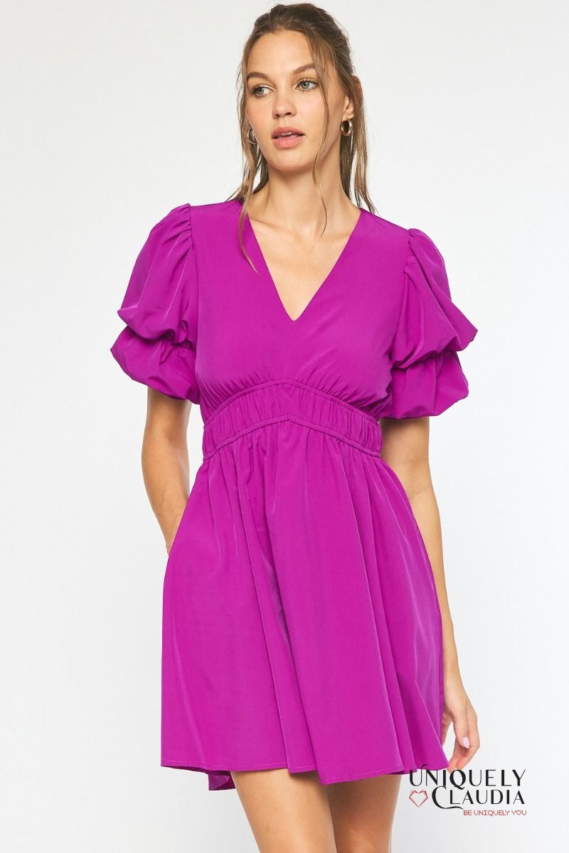 Cassidy Double Layer Sleeves Babydoll Dress | Uniquely Claudia Boutique