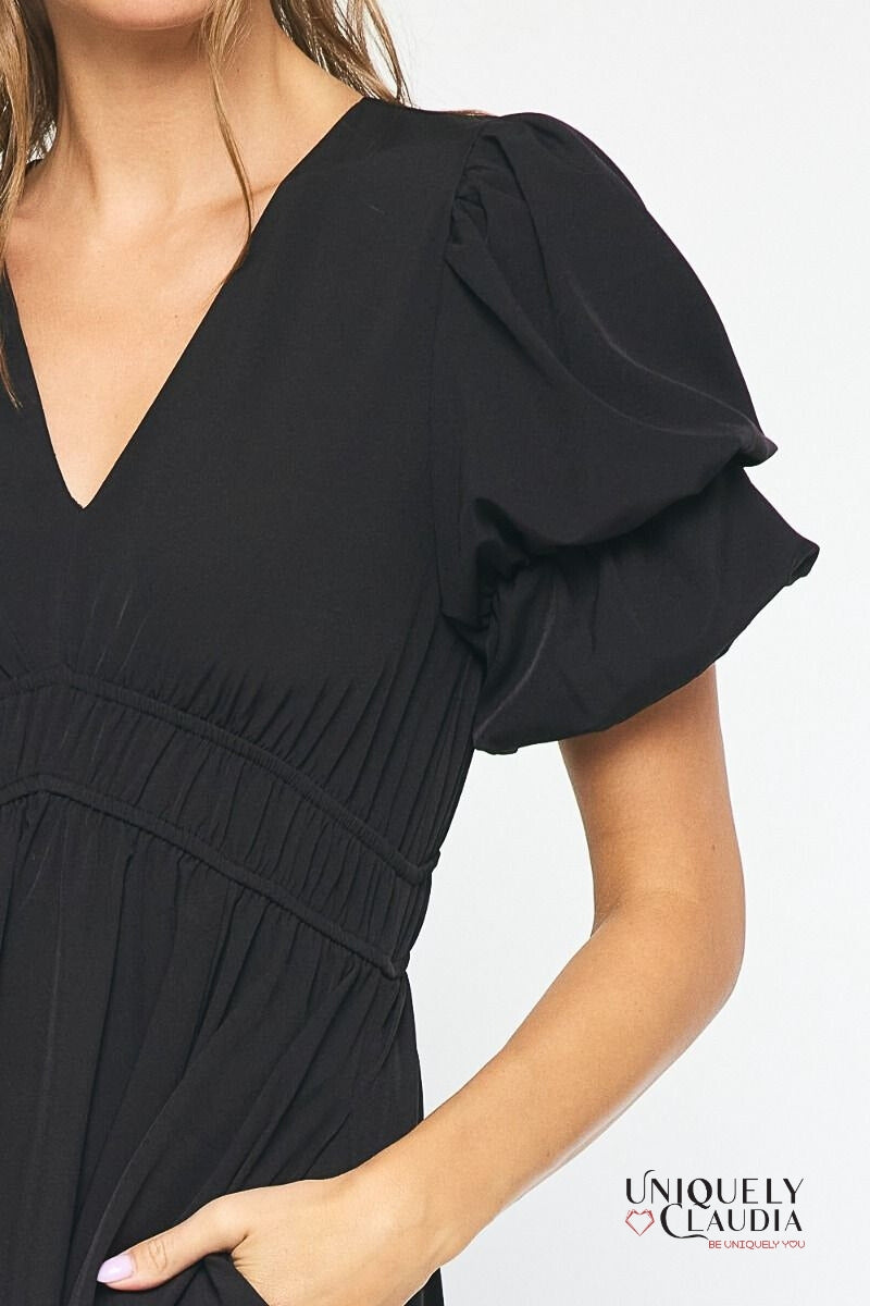 Cassidy Double Layer Sleeves Babydoll Dress | Uniquely Claudia Boutique