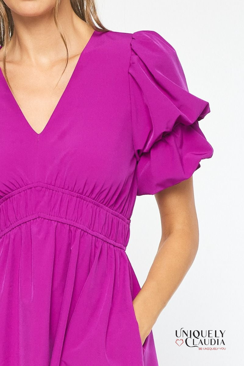 Cassidy Double Layer Sleeves Babydoll Dress | Uniquely Claudia Boutique