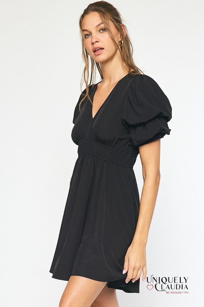 Cassidy Double Layer Sleeves Babydoll Dress | Uniquely Claudia Boutique