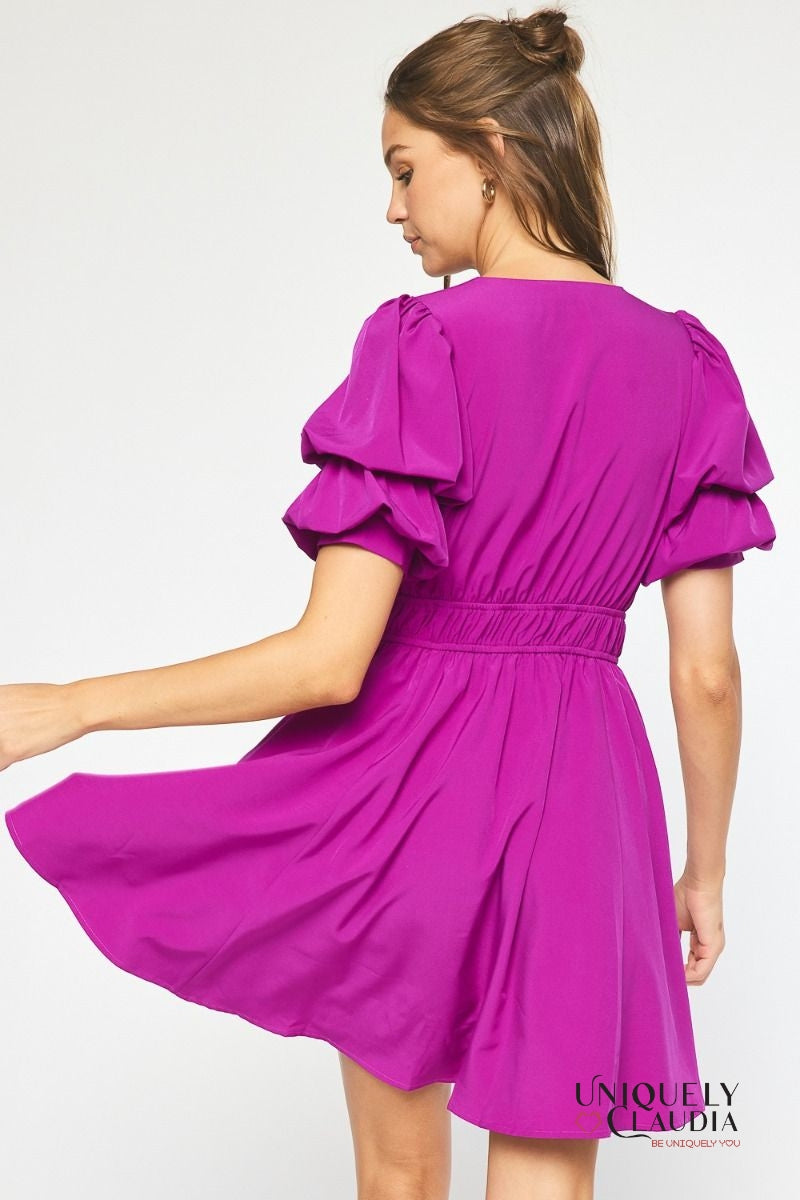 Cassidy Double Layer Sleeves Babydoll Dress | Uniquely Claudia Boutique