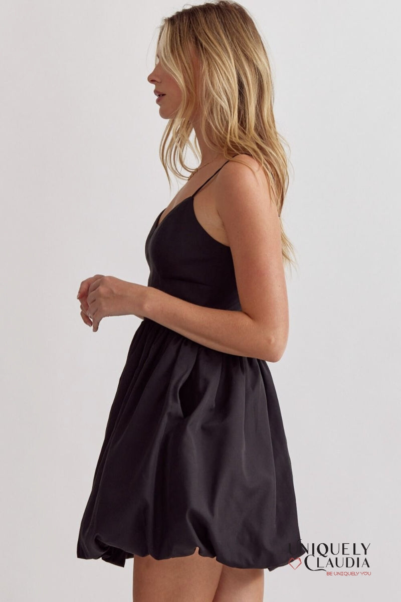 Marisa Spaghetti Strap Puff Mini Dress | Uniquely Claudia Boutique
