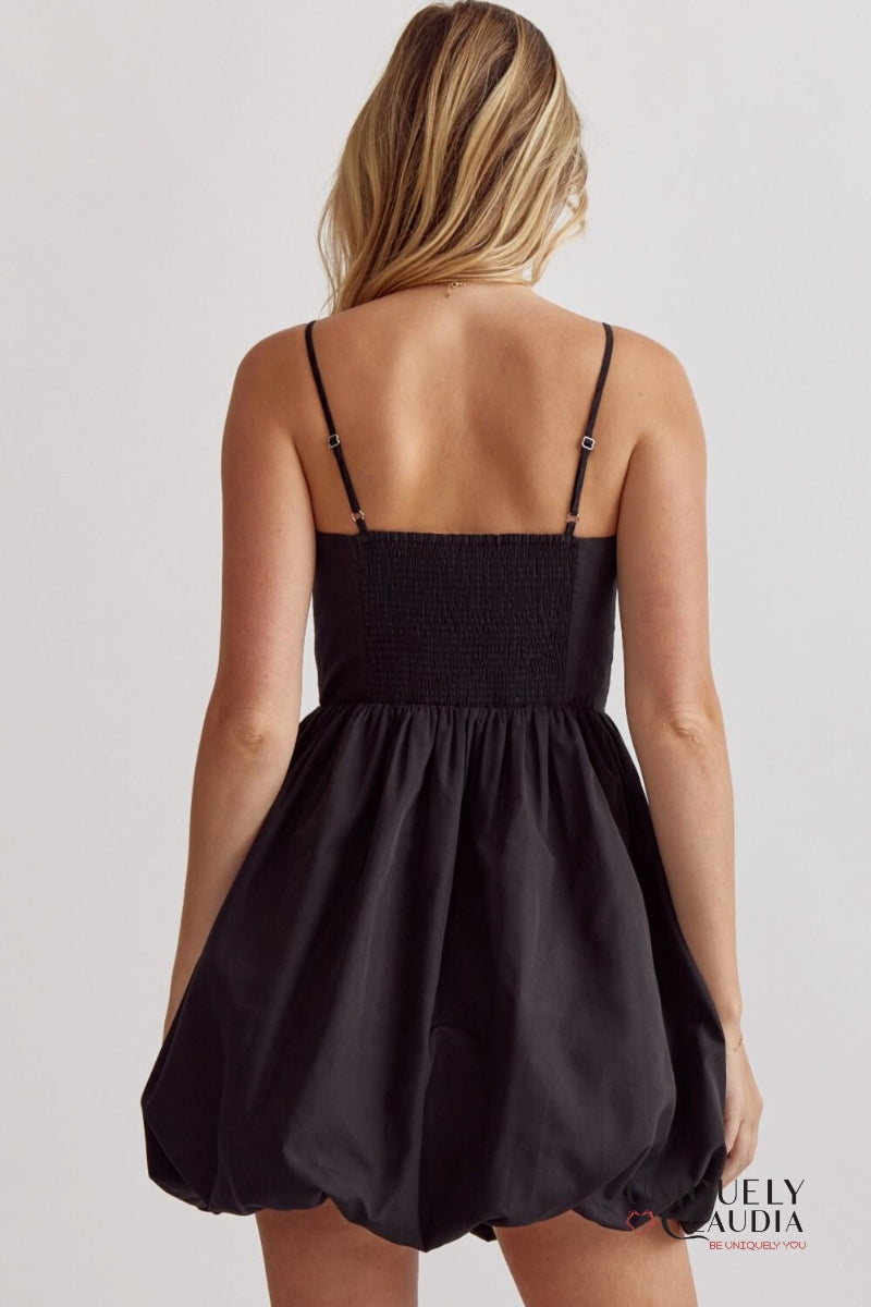 Marisa Spaghetti Strap Puff Mini Dress | Uniquely Claudia Boutique