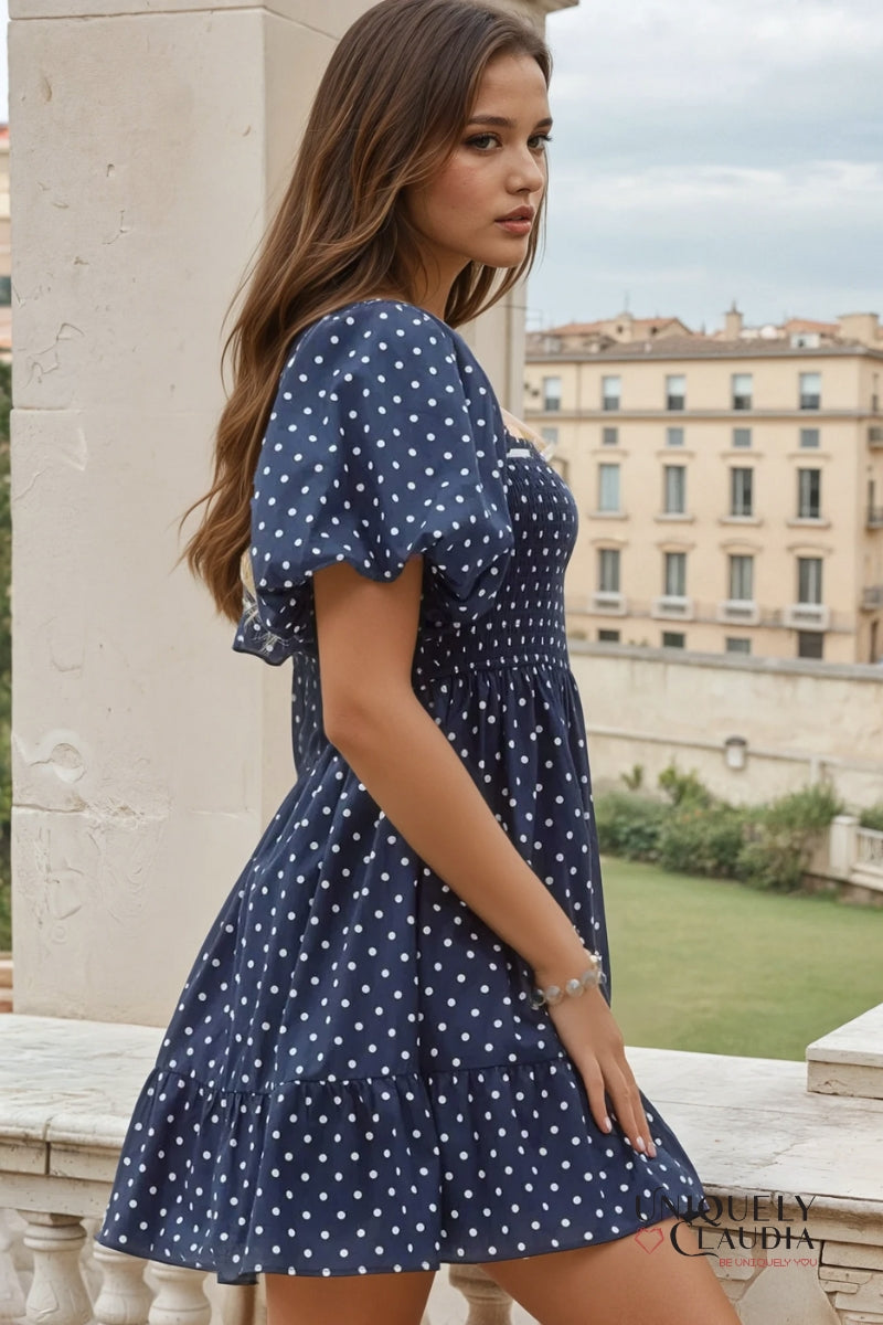 Brianna Polka Dot Mini Dress - Uniquely Claudia Boutique