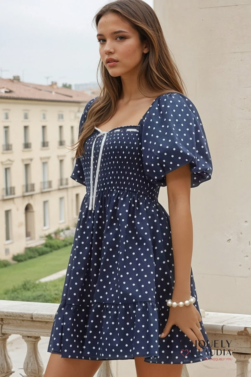 Brianna Polka Dot Mini Dress - Uniquely Claudia Boutique