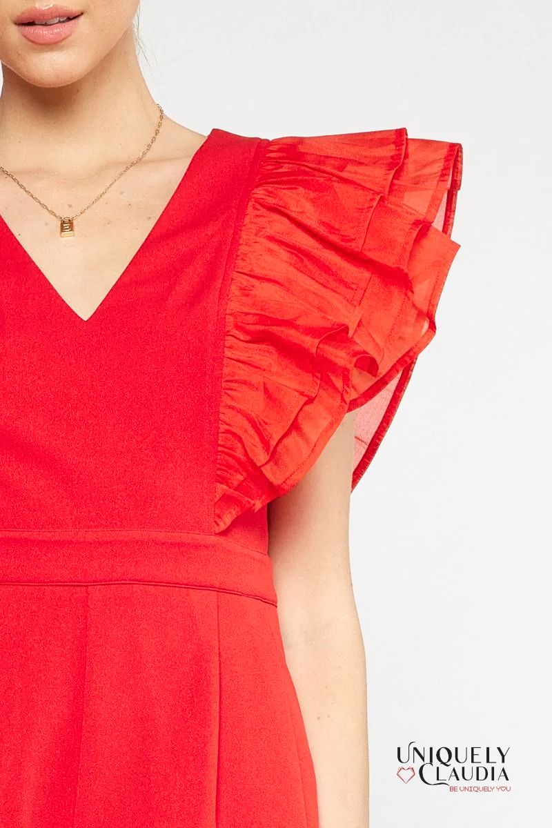Ruby Ruffle Sleeves Romper | Uniquely Claudia Boutique