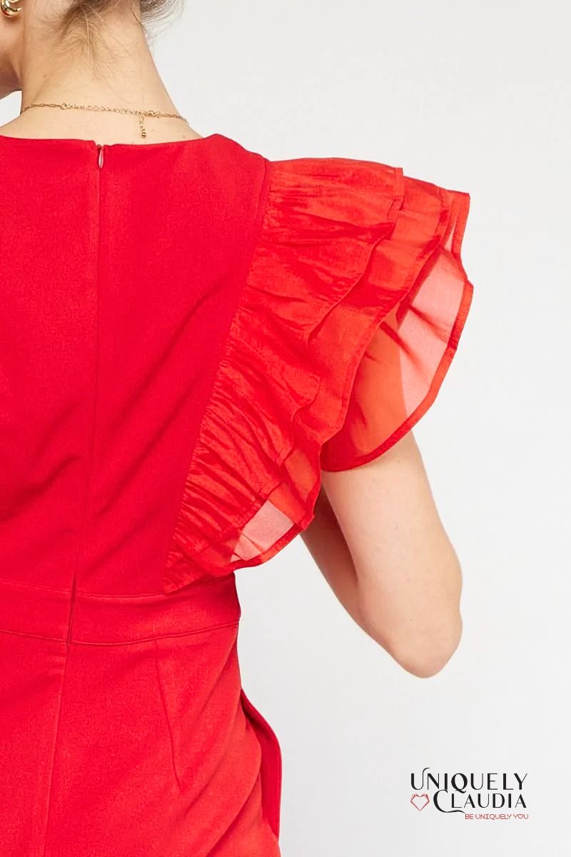 Ruby Ruffle Sleeves Romper | Uniquely Claudia Boutique