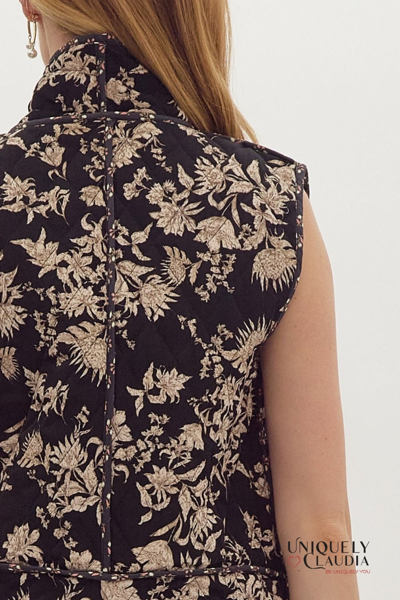 Maxine Floral Print Quilted Vest & Short Set | Uniquely Claudia Boutique