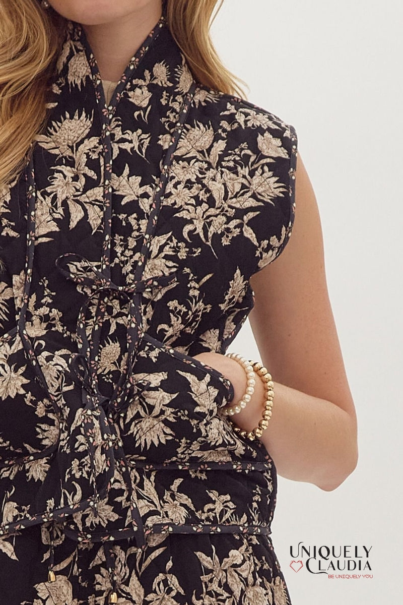 Maxine Floral Print Quilted Vest & Short Set | Uniquely Claudia Boutique