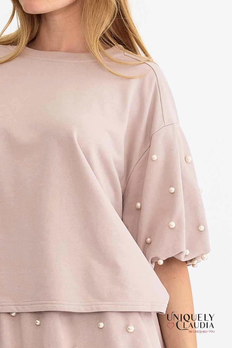 Sabina Pearl Embellished Short Set | Uniquely Claudia Boutique